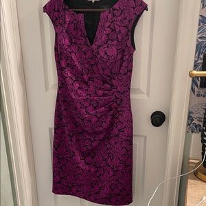 Adrianna Papell Purple and Black Floral Mini Dress